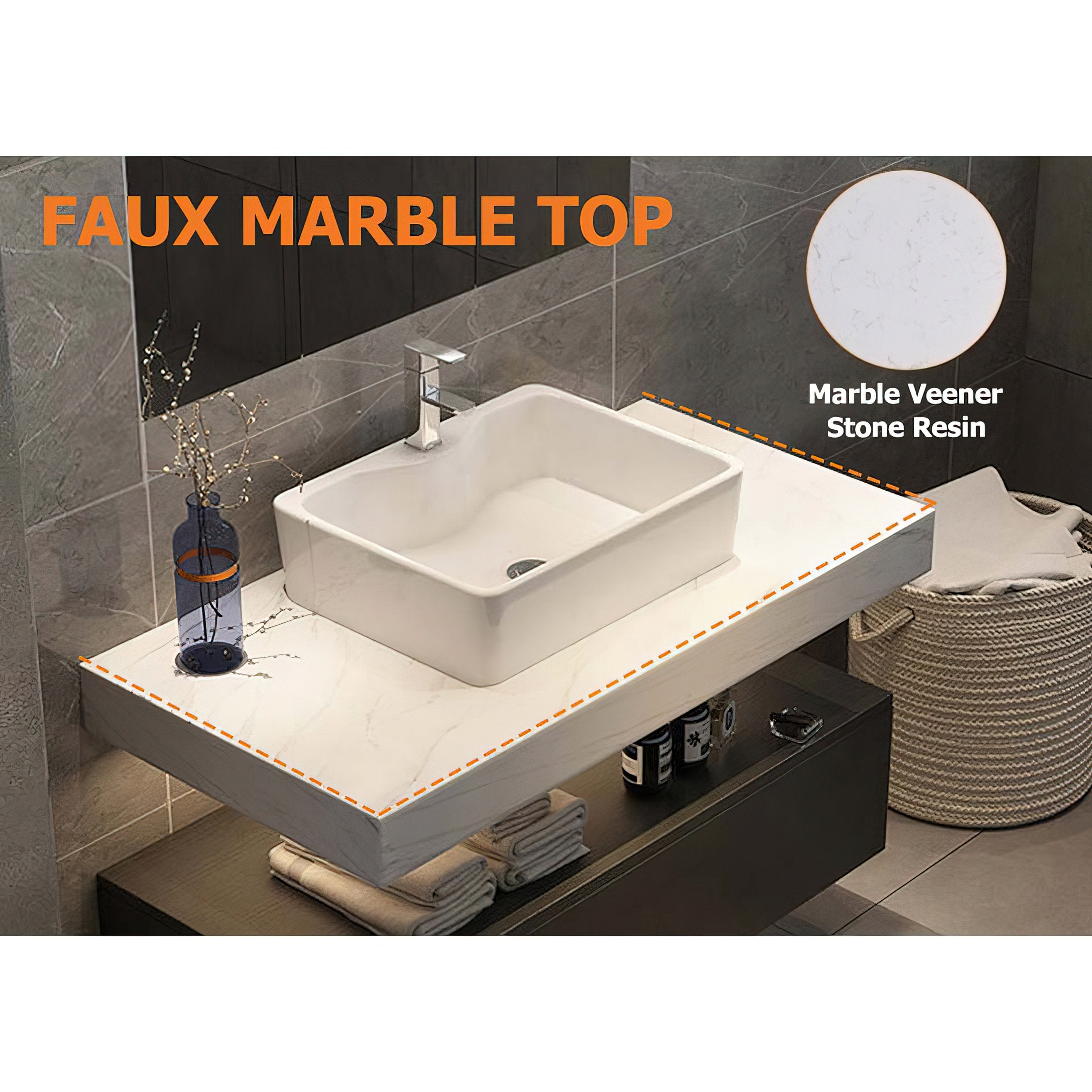 HMR - Modern 39" Bathroom Vanity Set with Sink
