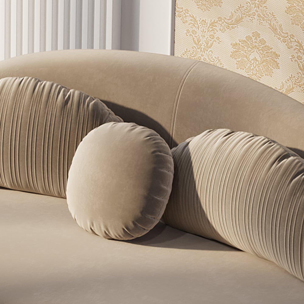 HMR - Curved Sectional Sofa with Ottoman & Pillows