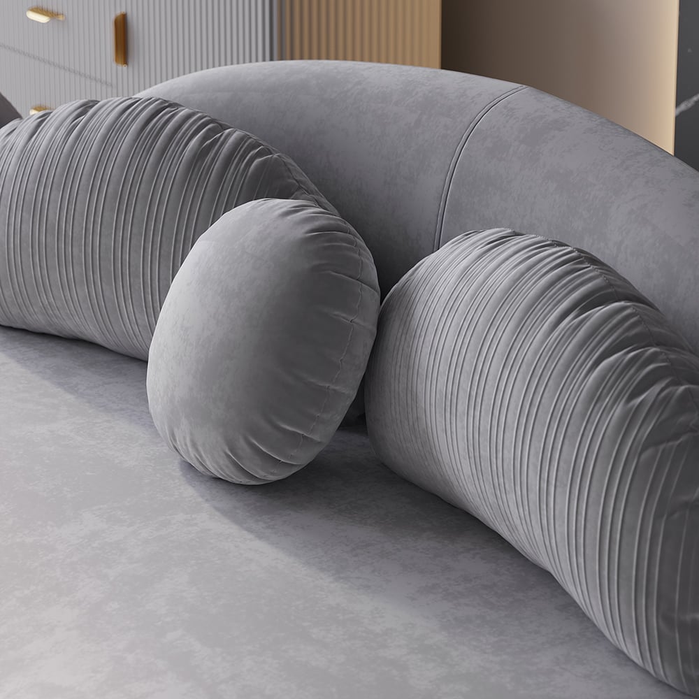 HMR - Curved Sectional Sofa with Ottoman & Pillows