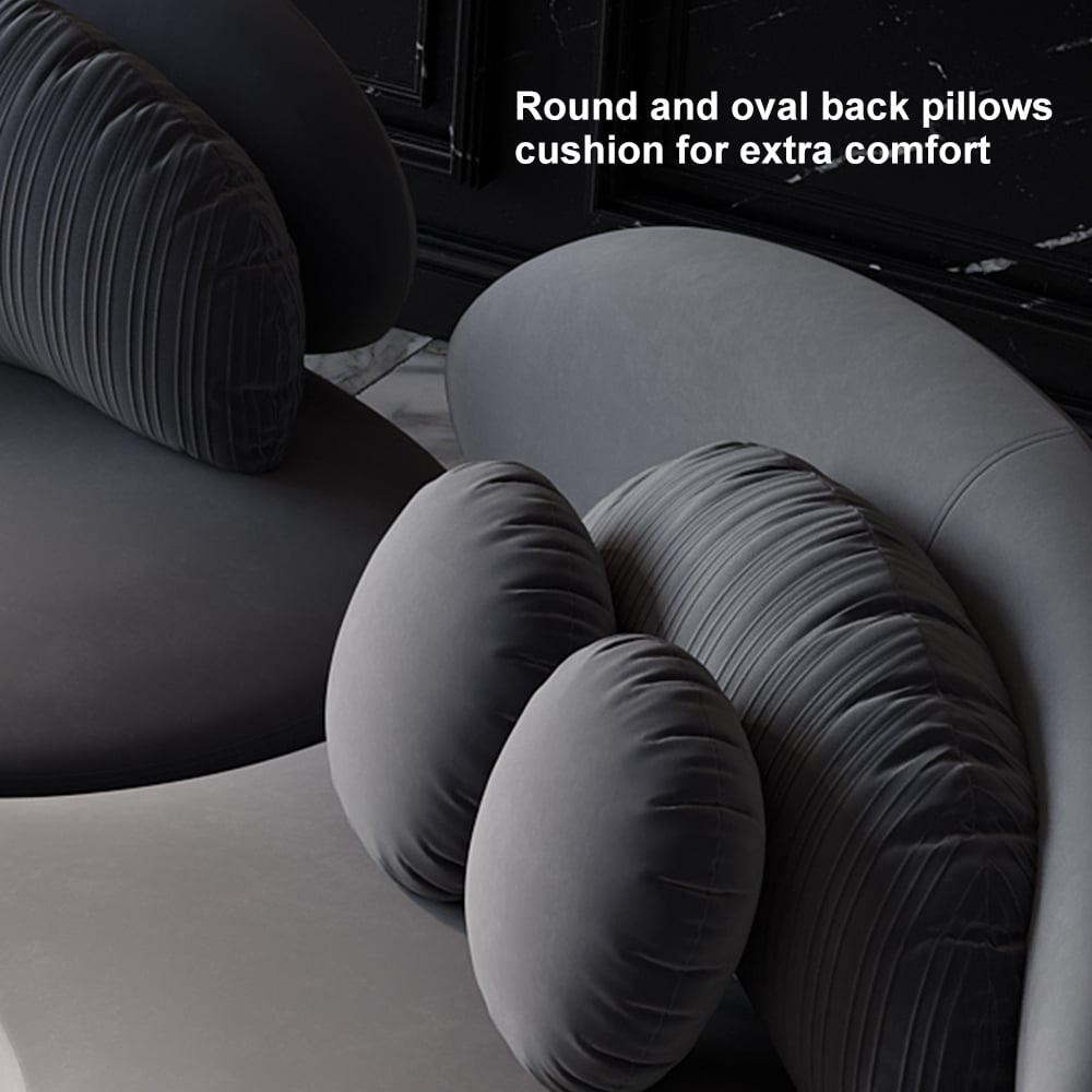 HMR - Curved Sectional Sofa with Ottoman & Pillows