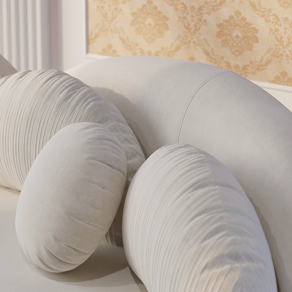 HMR - Curved Sectional Sofa with Ottoman & Pillows