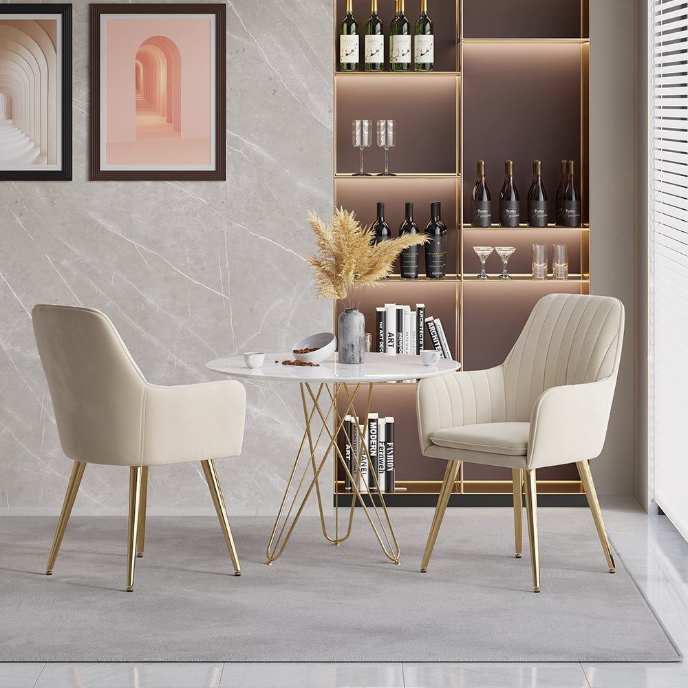 HMR - Modern Dining Chairs with Velvet Upholstery (Set of 2)