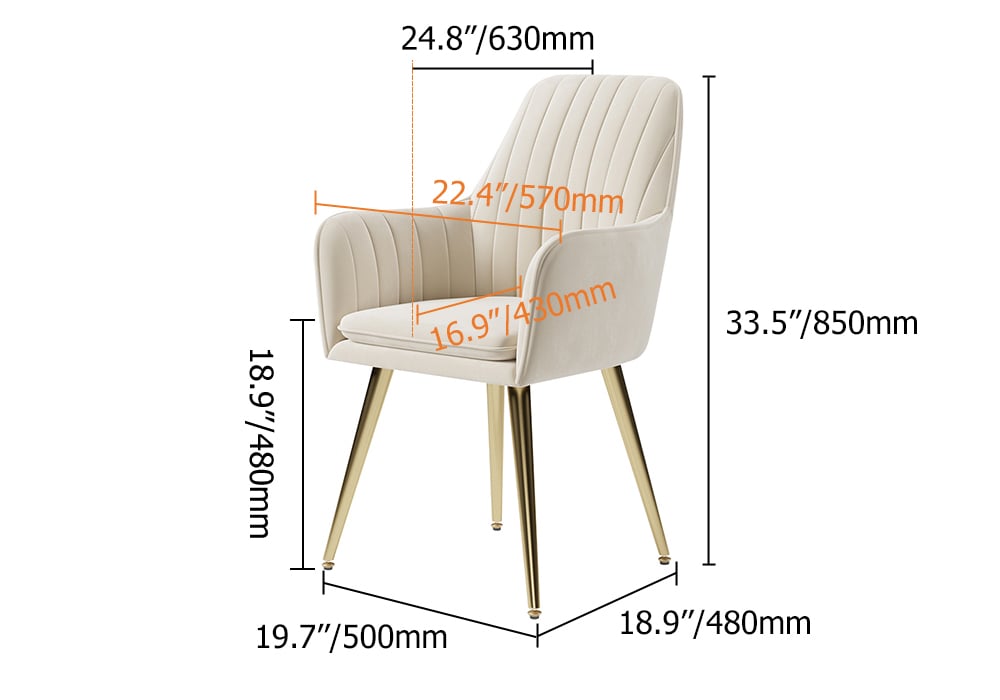 HMR - Modern Dining Chairs with Velvet Upholstery (Set of 2)