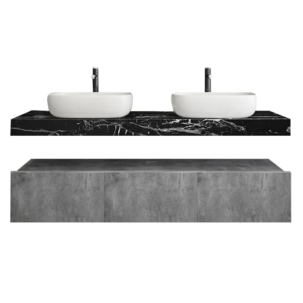 HMR - Modern 60" Floating Bathroom Vanity Set with Double Sinks