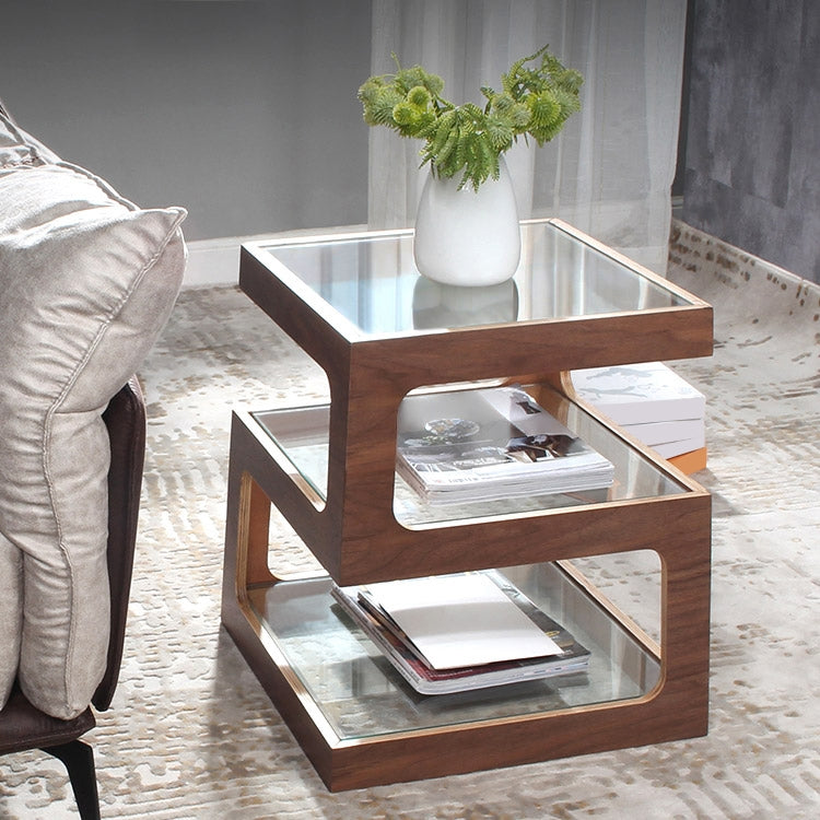 HMR - Modern Glass End Table with 3 Tiers