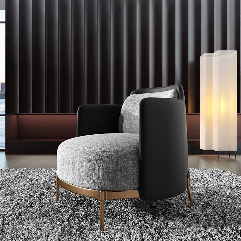 HMR - Modern Accent Chair with Linen Upholstery