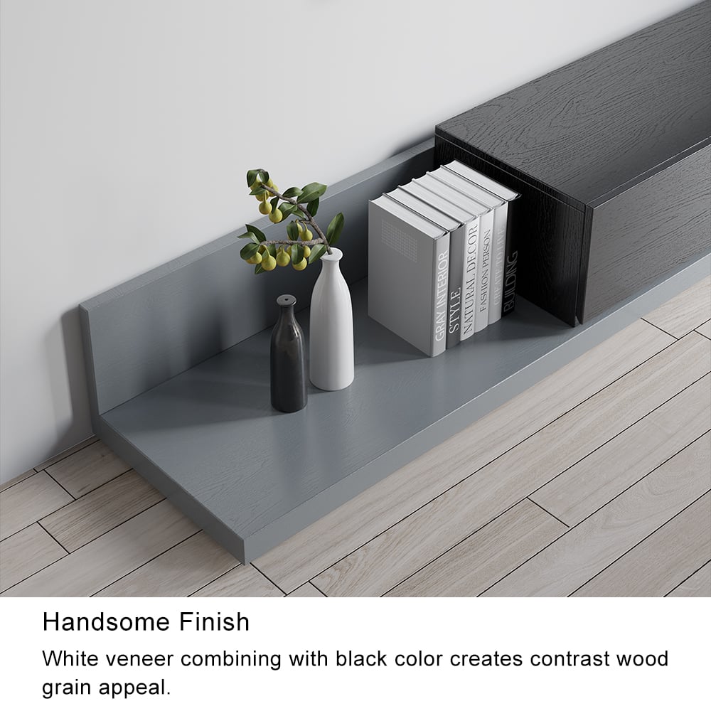 HMR - Crator Kayla Extendable TV Stand Media Console with 3-Drawer in Black and Gray