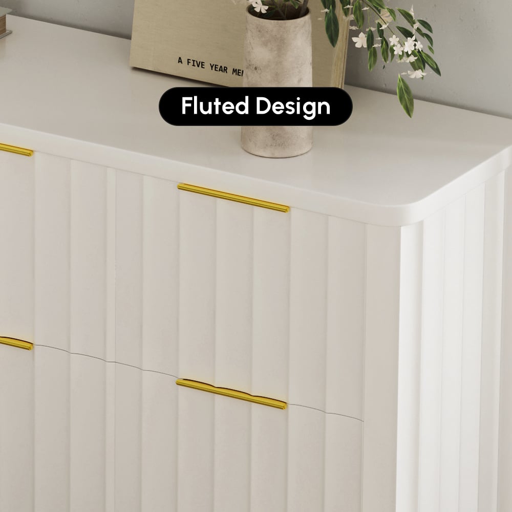 HMR - 6-Drawer Bedroom Dresser in Gold