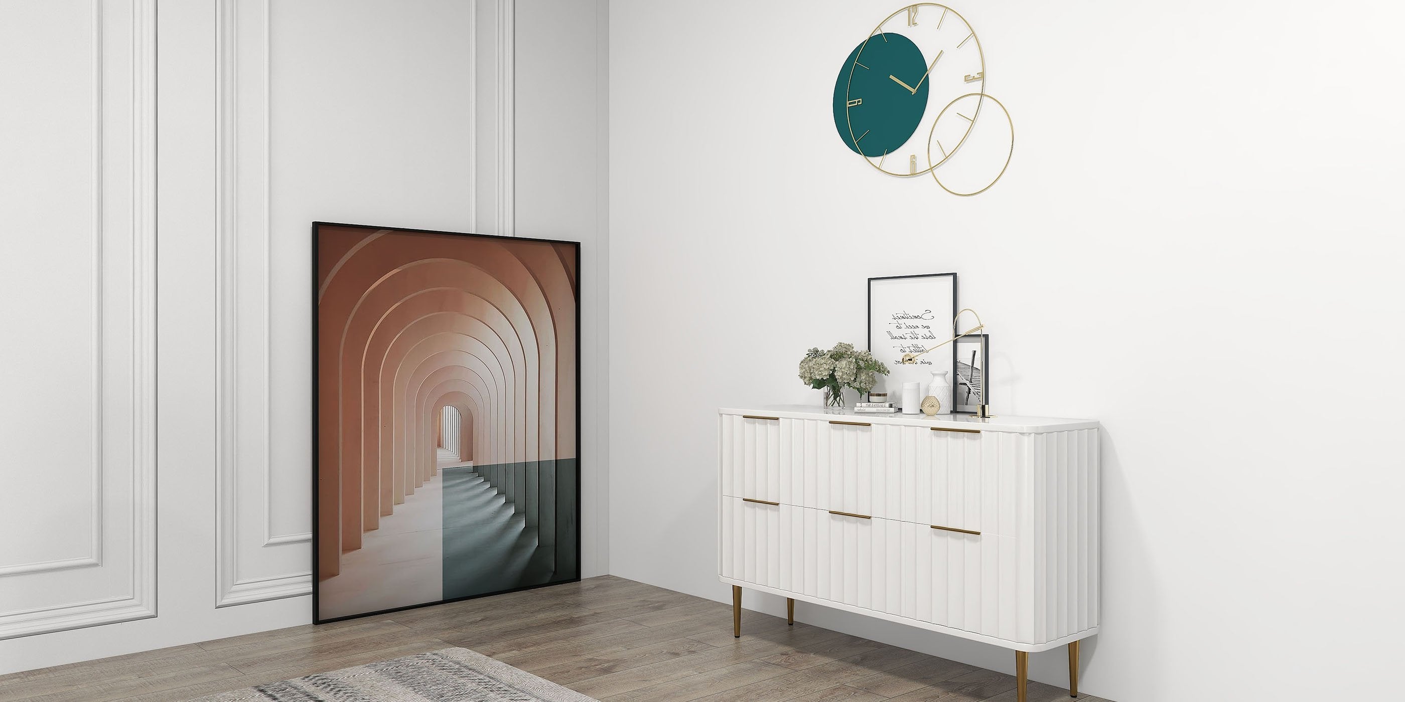 HMR - 6-Drawer Bedroom Dresser in Gold