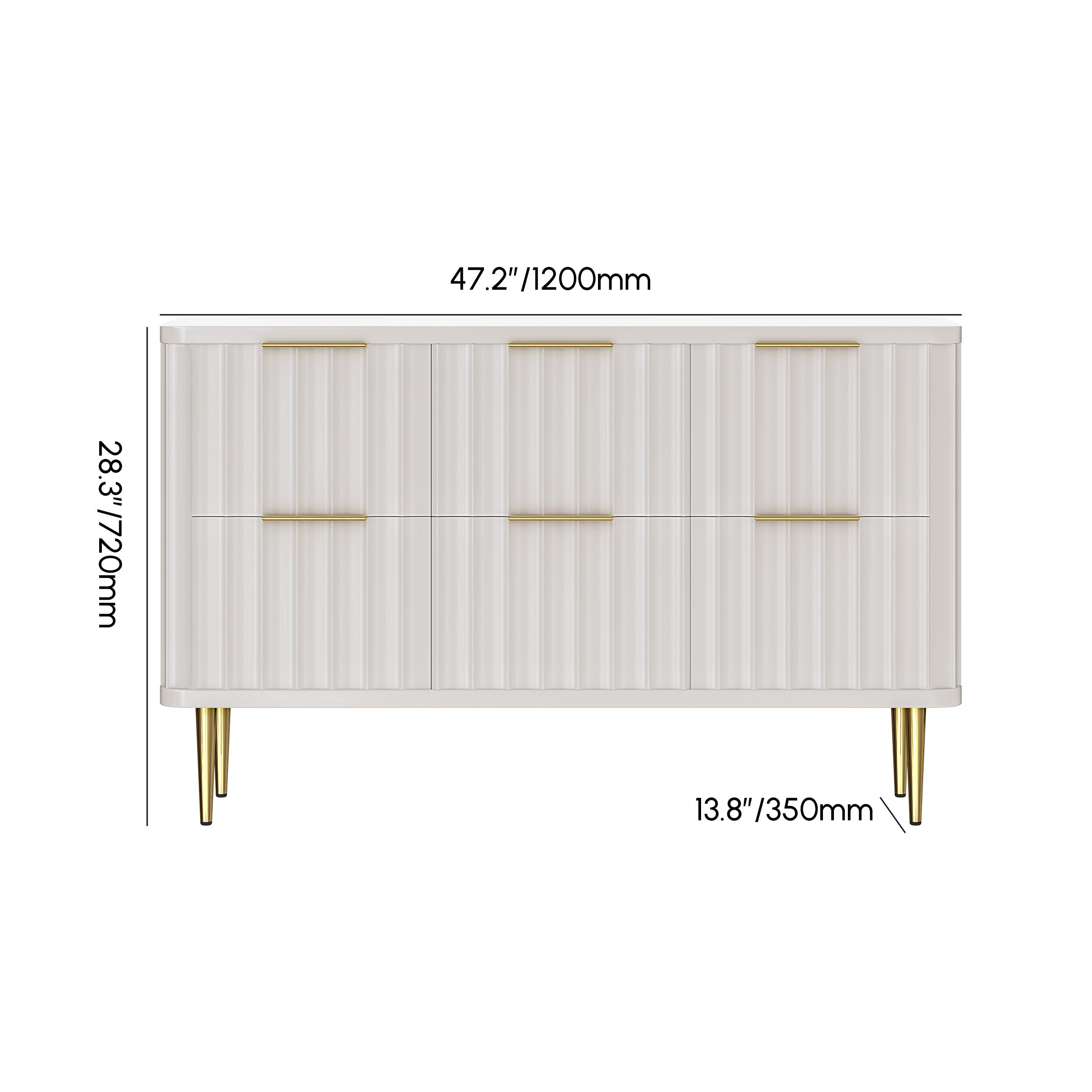 HMR - 6-Drawer Bedroom Dresser in Gold