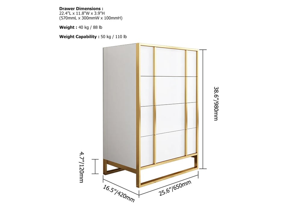 HMR - Rimh Series Modern Chest with 4 Drawers