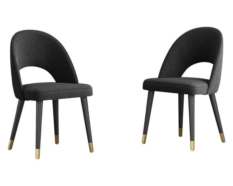 HMR - Modern Dining Chairs with Velvet Upholstery (Set of 2)