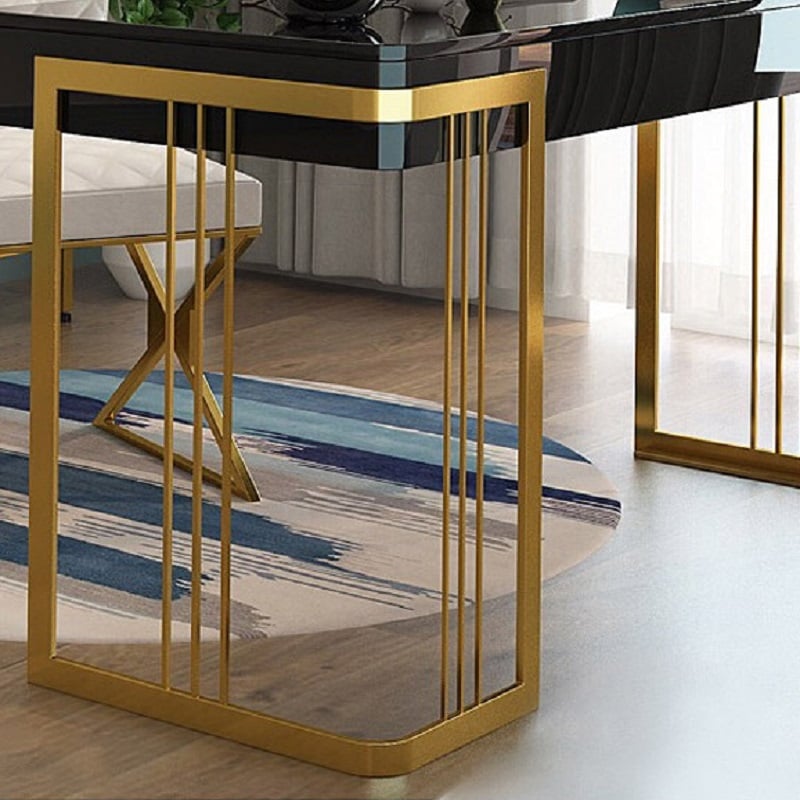 HMR - Modern 47" Office Computer Desk with Drawer and Gold Base