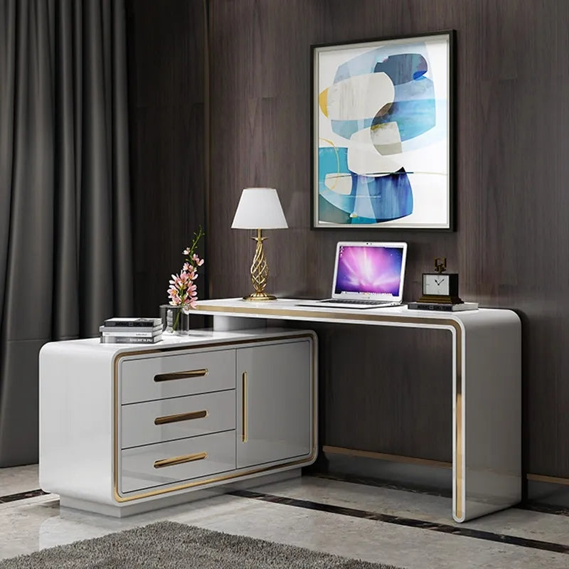 HMR - Modern 55" L-Shaped Corner Rotating Computer Desk