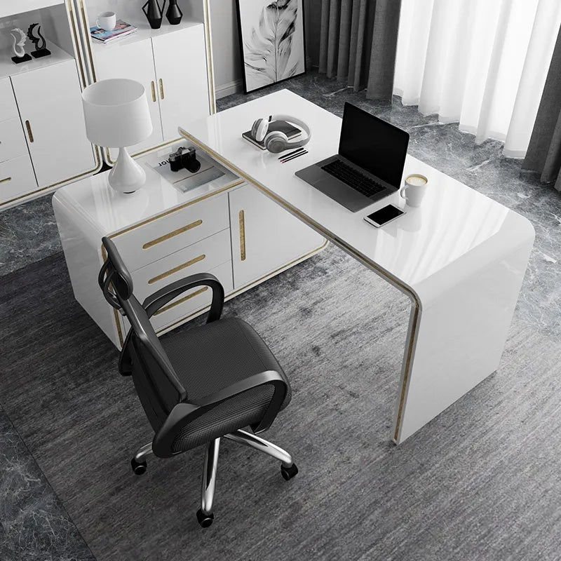 HMR - Modern 55" L-Shaped Corner Rotating Computer Desk