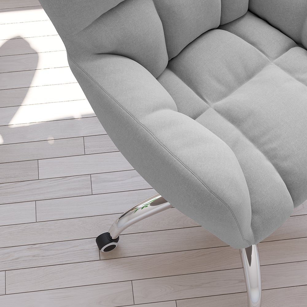 HMR - Modern Office Chair Upholstered Cotton Linen Swivel Task Chair Height Adjustable