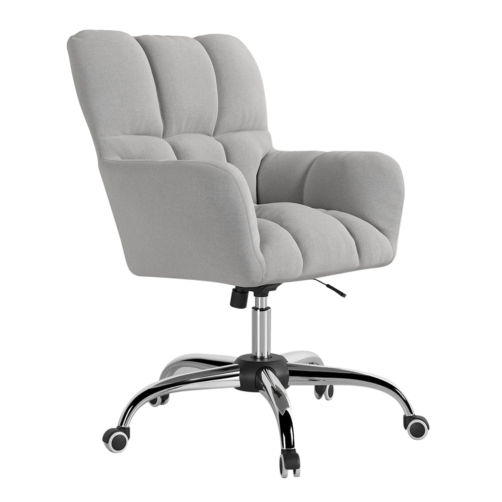 HMR - Modern Office Chair Upholstered Cotton Linen Swivel Task Chair Height Adjustable