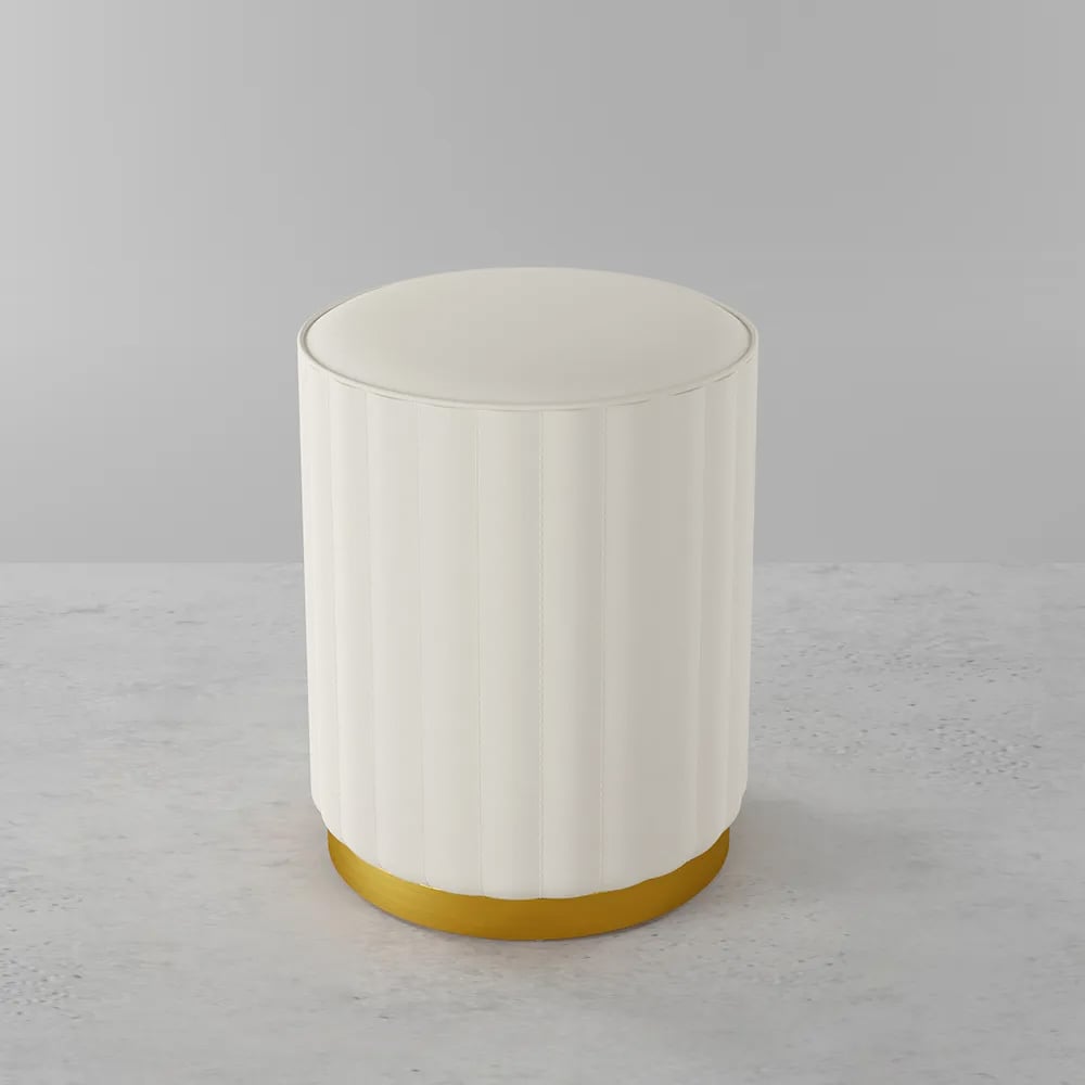 HMR - PU Leather Upholstered Vanity Stool in White