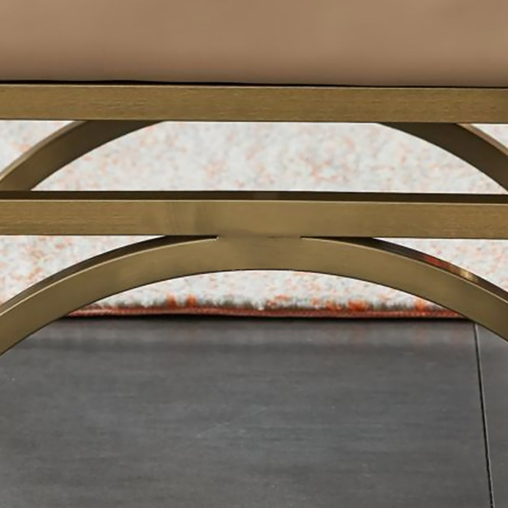 HMR - Leather Upholstered Ottoman Stool in Beige