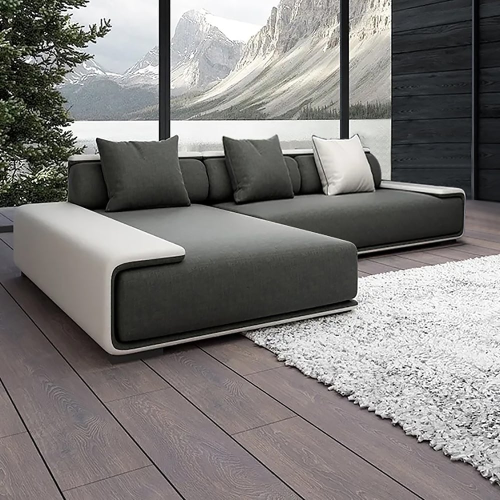 HMR - Doart 112" Cotton & Linen 4-Seater Modern Corner Modular Sectional Sofa L-Shaped