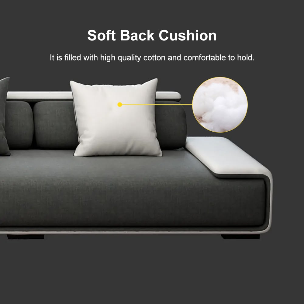 HMR - Doart 112" Cotton & Linen 4-Seater Modern Corner Modular Sectional Sofa L-Shaped