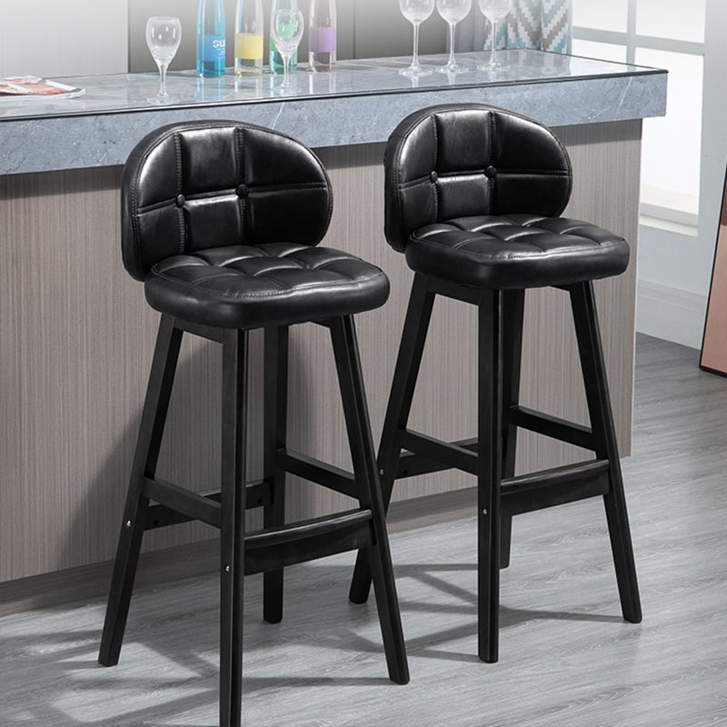 HMR - Rustic 30" Bar Stools with PU Leather Upholstery (Set of 2)