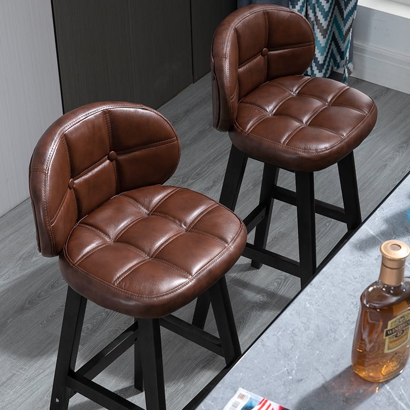 HMR - Rustic 30" Bar Stools with PU Leather Upholstery (Set of 2)