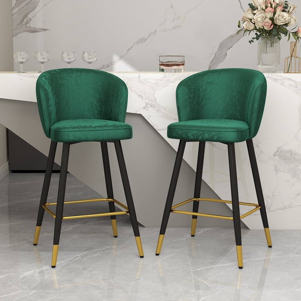 HMR - Modern Bar Stools with Velvet Upholstery
