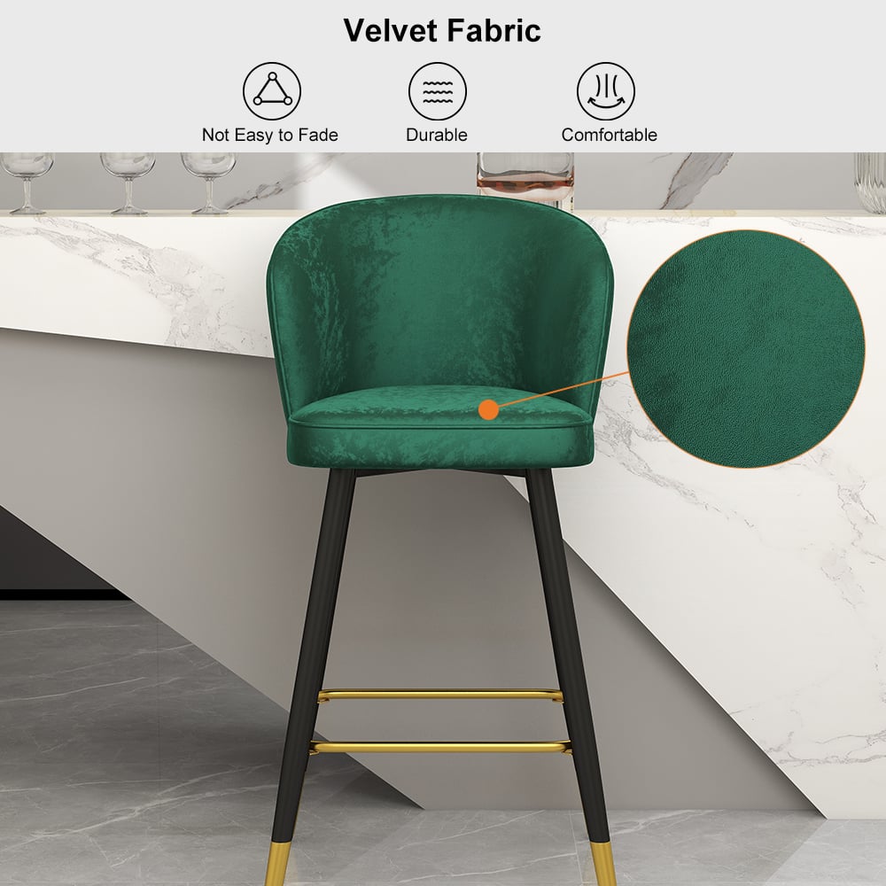 HMR - Modern Bar Stools with Velvet Upholstery