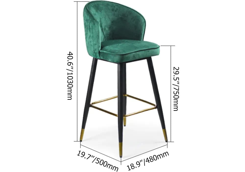 HMR - Modern Bar Stools with Velvet Upholstery