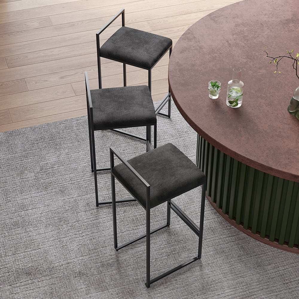HMR - Modern Counter Stools with Velvet Upholstery (Set of 2)