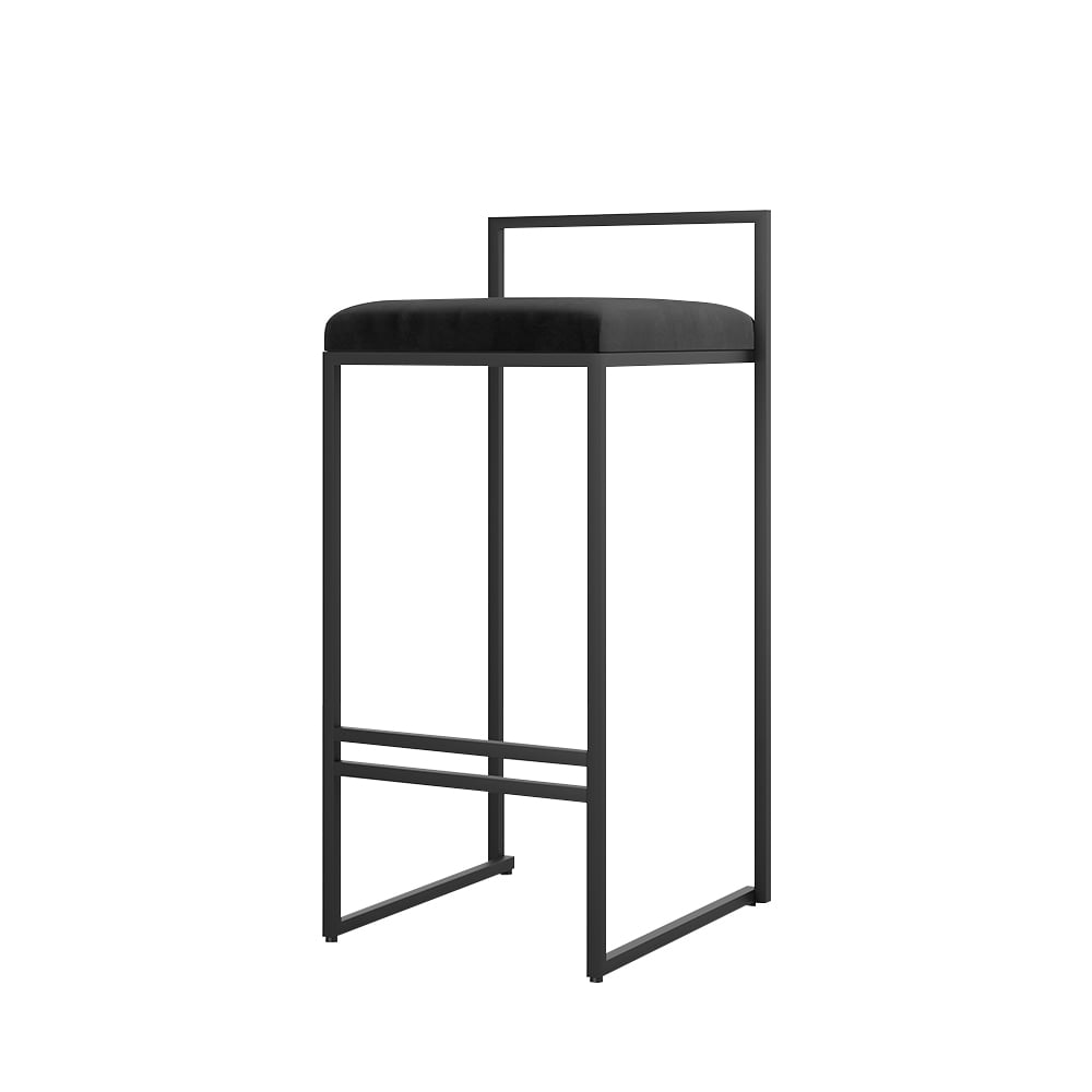 HMR - Modern Counter Stools with Velvet Upholstery (Set of 2)