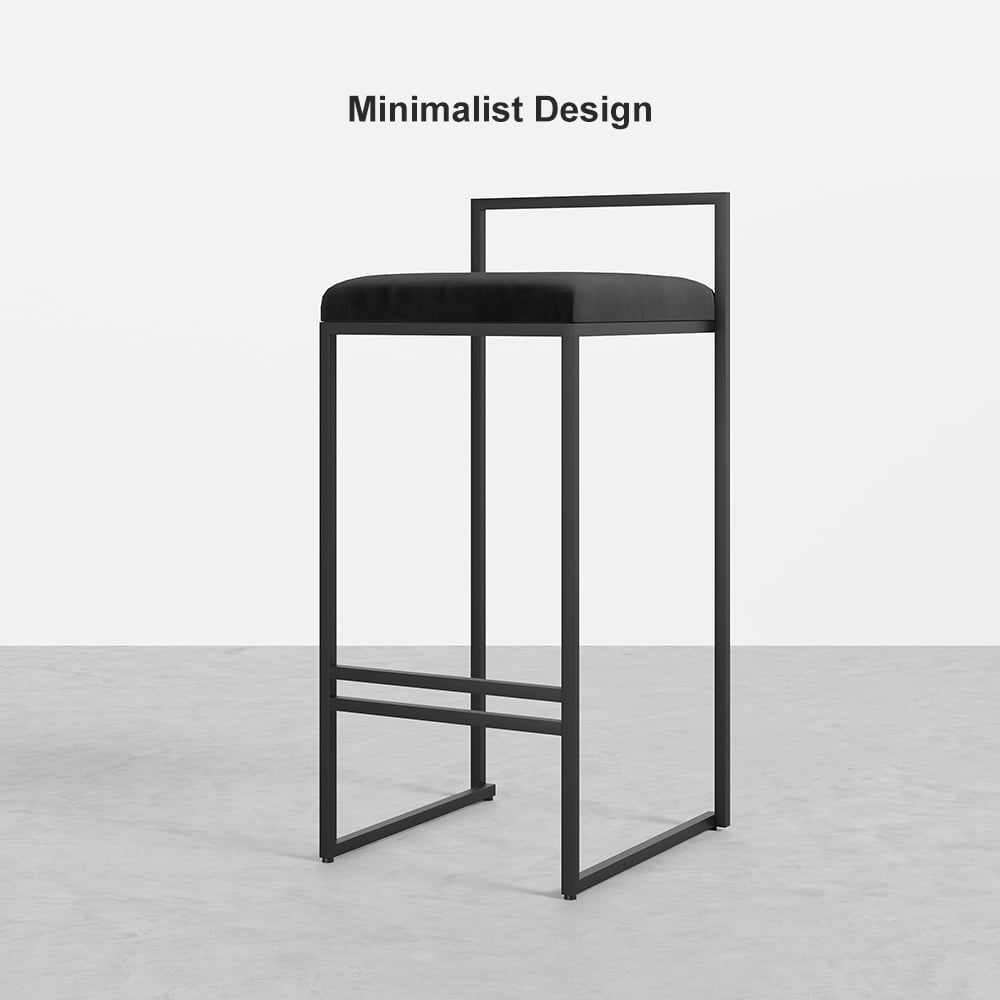 HMR - Modern Counter Stools with Velvet Upholstery (Set of 2)