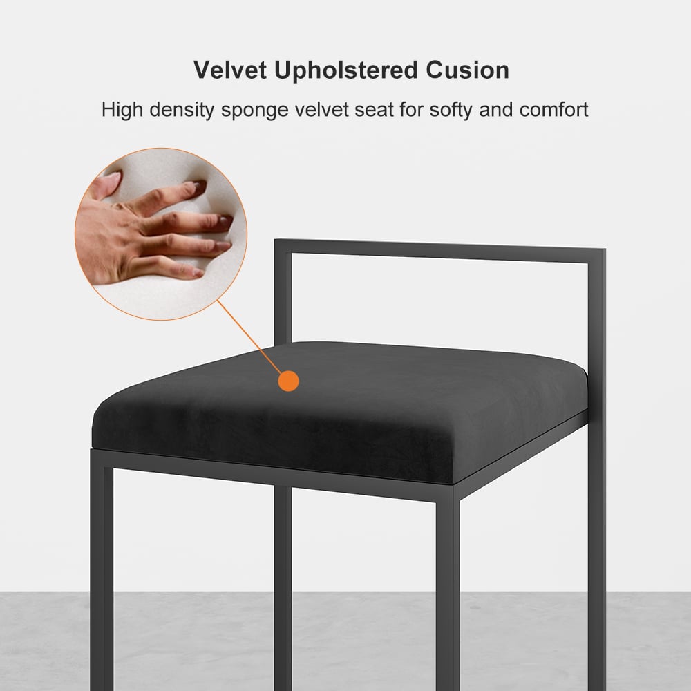 HMR - Modern Counter Stools with Velvet Upholstery (Set of 2)