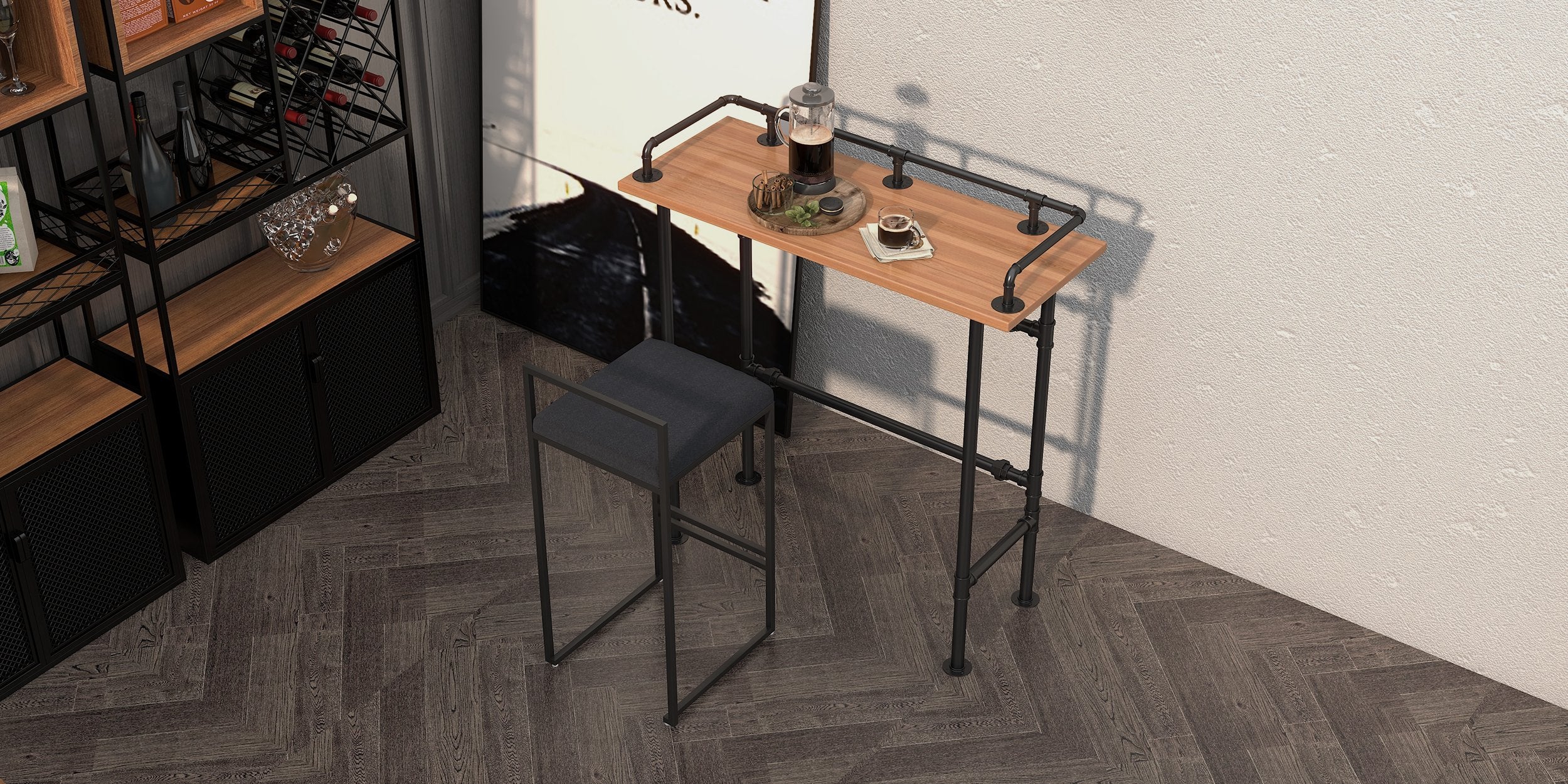 HMR - Modern Counter Stools with Velvet Upholstery (Set of 2)