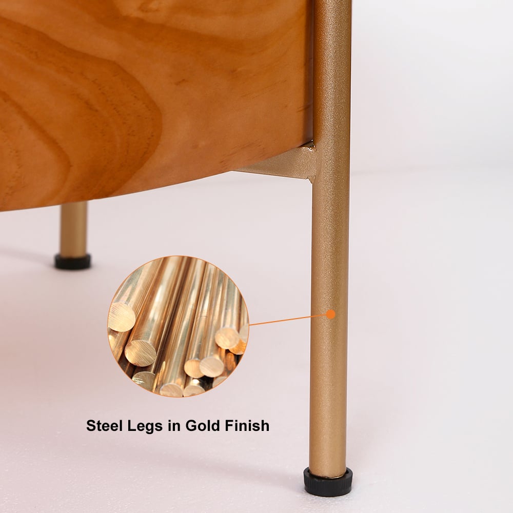 HMR - Retro Round Coffee Table with Metal Legs in Wood