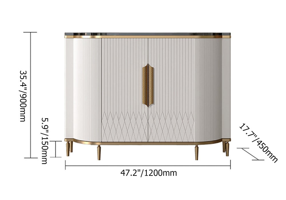 HMR - Luxury 2-Door Faux Marble Top Cabinet in White