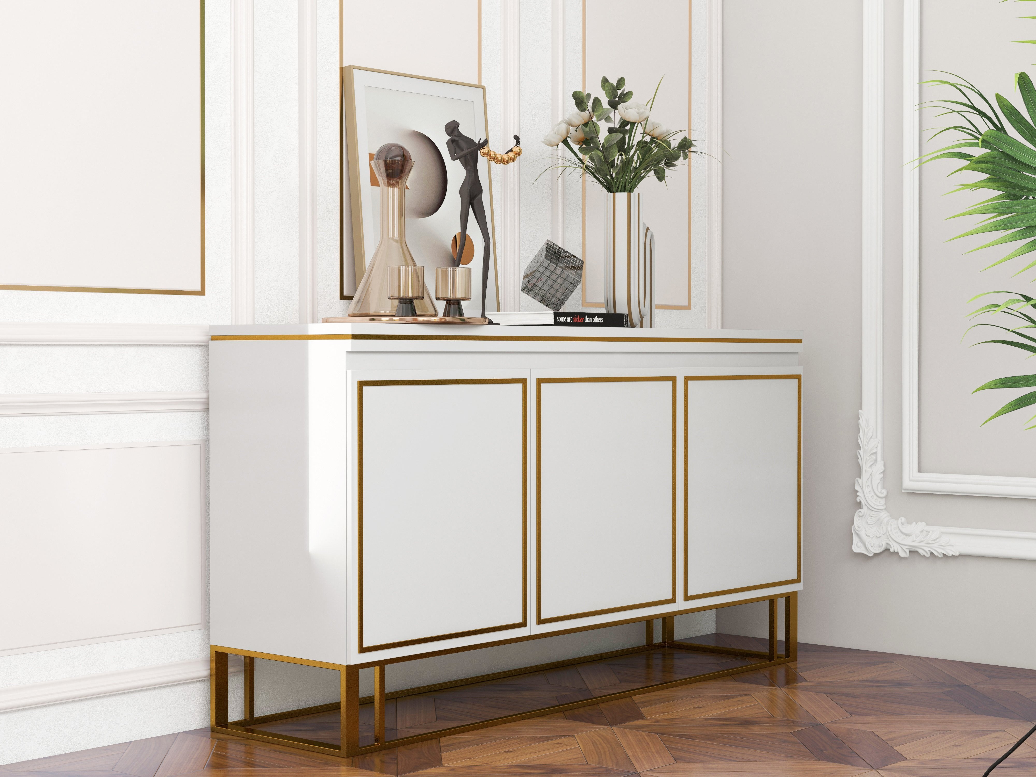 HMR - Medally 59" Sideboard Buffet Cabinet with Storage