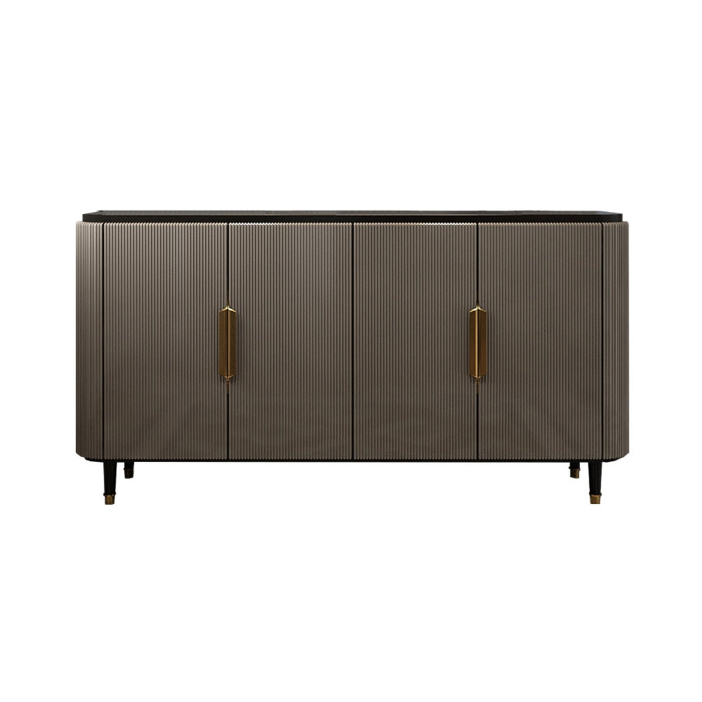 HMR - Modern Kitchen Cabinet with 4 Doors in Gold in Black
