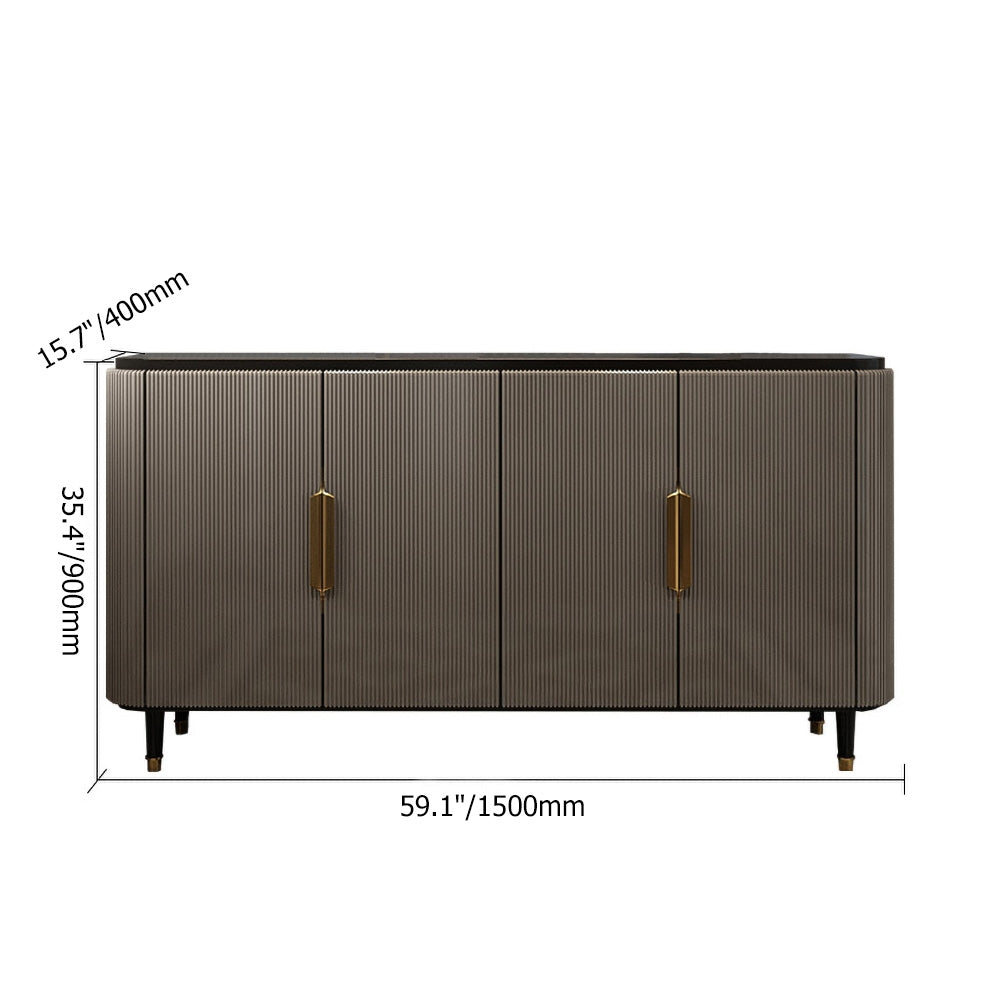 HMR - Modern Kitchen Cabinet with 4 Doors in Gold in Black