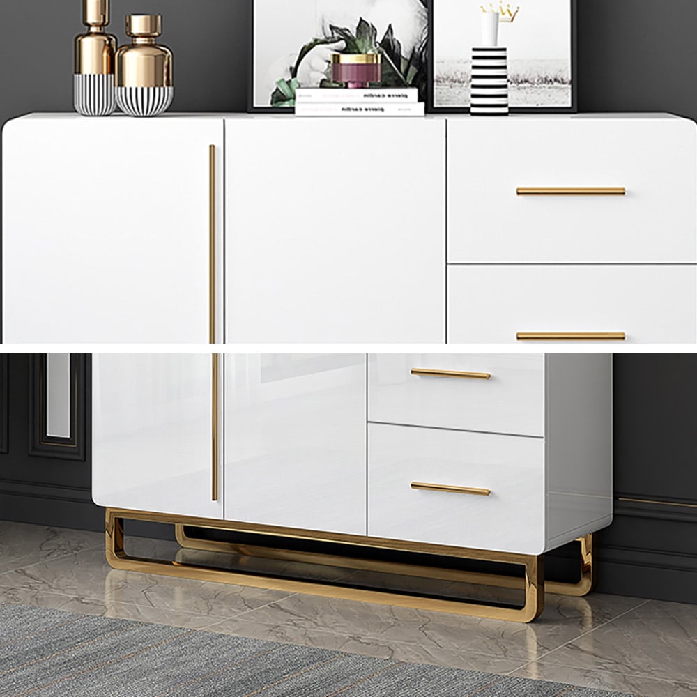 HMR - Nordic Buffet with Doors and Drawers and Adjustable Shelf in Small in White, 41.3"W