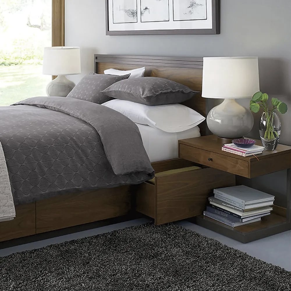 HMR - Nightstand with Drawer and Shelf in Walnut