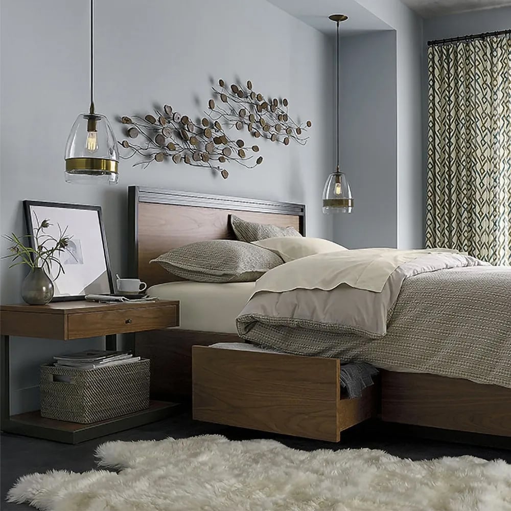 HMR - Nightstand with Drawer and Shelf in Walnut