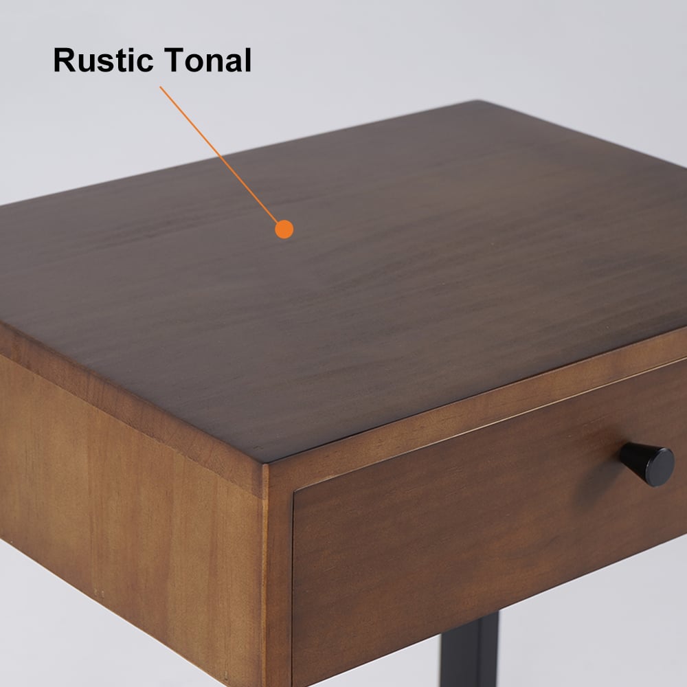 HMR - Nightstand with Drawer and Shelf in Walnut