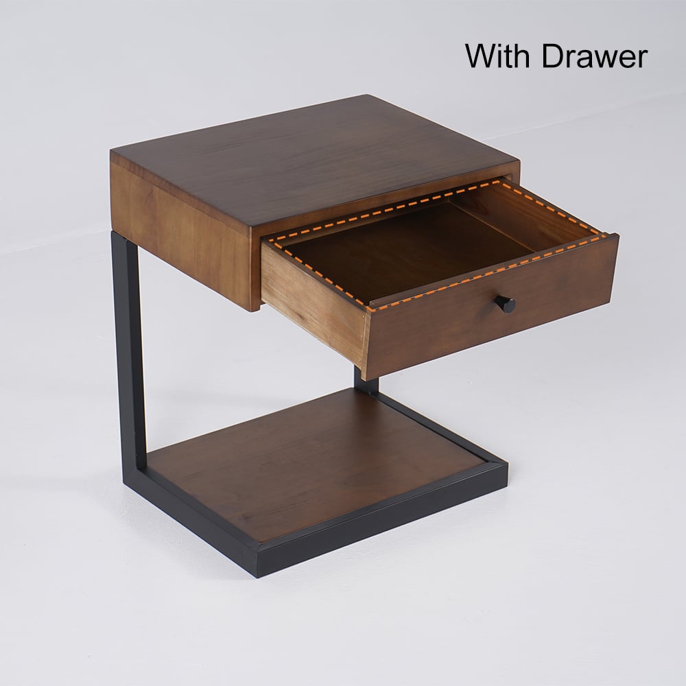 HMR - Nightstand with Drawer and Shelf in Walnut