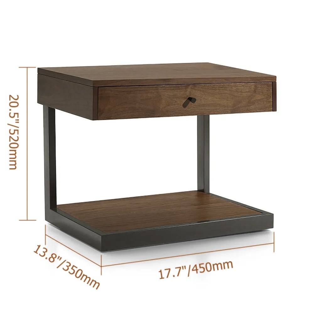 HMR - Nightstand with Drawer and Shelf in Walnut