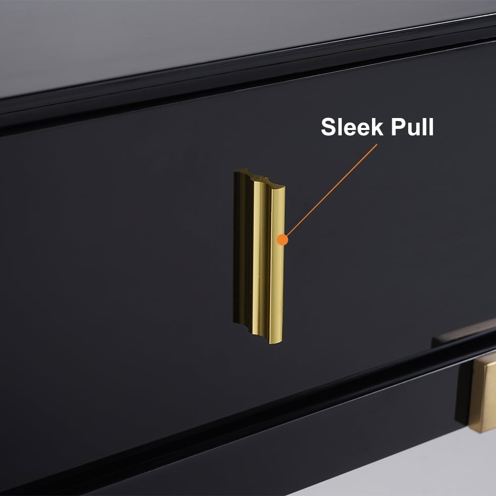 HMR - Single Drawer Nightstand with Stainless Steel Base in Black