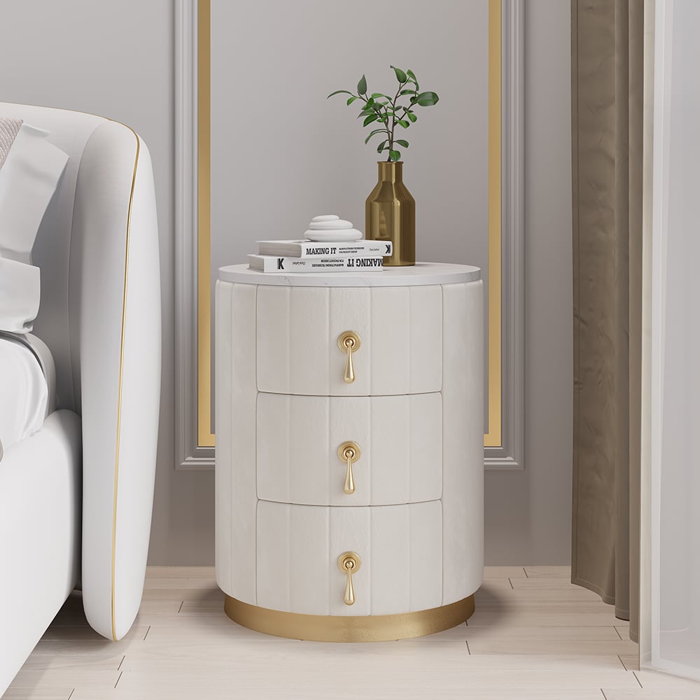 HMR - 3-Drawer Round Nightstand