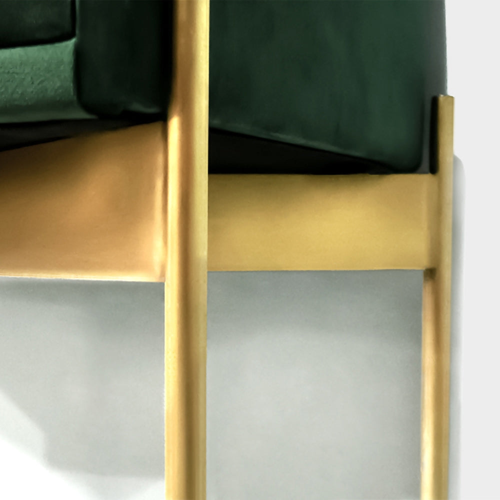HMR - Velvet Upholstered Nightstand with Stainless Steel Base in Single Drawer