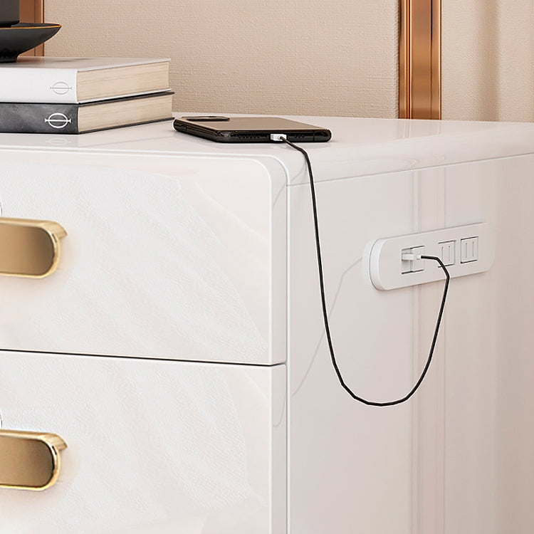 HMR - Square 2-Drawer Nightstand with USB Port Sensor in White